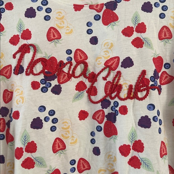 NWT Feeling Festive Cream Fruit Print Nana Club Long Sleeve Top Size XL - Picture 3 of 7